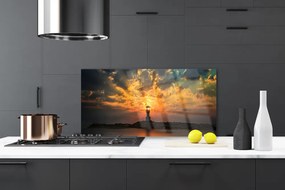 Panel Szklany do Kuchni Latarnia Na Skalistym Brzegu