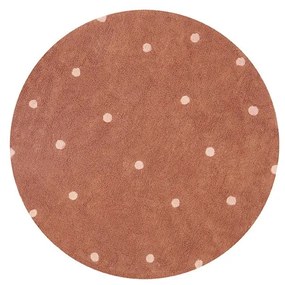 Ceglasty bawełniany dywan dziecięcy tkany ręcznie odpowiedni do prania ø140 cm Round Dot Chestnut – Lorena Canals
