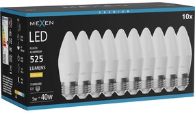 Mexen Nova 10x żarówka LED E27, C37, 5W, Ciepła - 3000K, 525 lm - L102-E27-0530-01x10