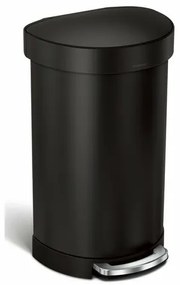 Simplehuman Półokrągły kosz pedałowy z ramą zestali nierdzewnej 45 l, czarny