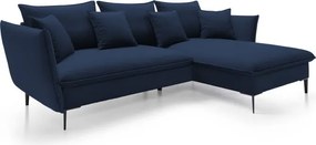 Narożnik GLOSS Prawostronny z funkcją spania, zestaw z poduszkami wolnostojący tkanina RIVIERA 96 Ciemny szary WERSAL