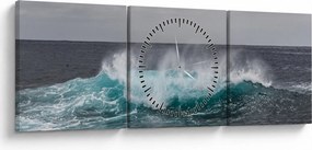 Obraz - Fale w oceanie (z zegarem) (90x30 cm)