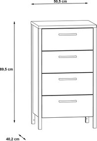Wąska komoda z 4 szufladami loft Kirikus 214