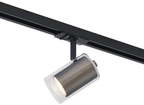 Nowoczesny reflektor w kolorze metalu z przezroczystym szkłem do systemu szynowego 1-fazowego - Iconic Lloyd