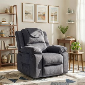 Fotel Masujący FENIX z Funkcją Wstawania Elektrycznie Rozkładany Ciemny Popiel Nowoczesny