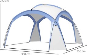 Outsunny Event Shelter 3,5 x 3,5m Pawilon z Hakiem Wodoodporny Zimowy Ogród Pawilon Jasnoniebieski