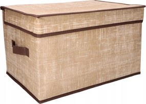 Organizer Tekstylny Brązowy Pudełko z Pokrywą 40x30x25cm do Szafy Garderoby