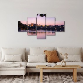 Obraz Zamku Praskiego i Wełtawy (125x70 cm)