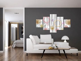 Abstrakcyjny obraz z dmuchawcami (125x70 cm)