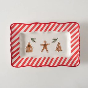 Ceramiczny półmisek w świątecznych kolorach, 39 x 25 cm