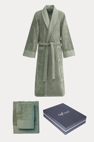 Męski szlafrok AXEL + ręczniki + pudełko XL Khaki