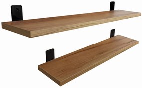 Industrialny zestaw 2 półek ściennych dąb craft złoty - Castello 5X