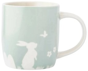 Altom Kubek porcelanowy Zając z motylem, 360 ml,zielony