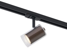 Nowoczesny reflektor ciemny brąz z przezroczystym szkłem do systemu szynowego 1-fazowego - Iconic Lloyd
