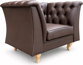 (Wyprzedaż) Pikowany fotel Chesterfield z brązowej ekoskóry