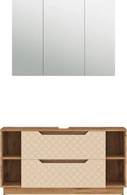 Zestaw mebli łazienkowych dąb/kaszmir ze strukturą płytek 119.2x35x62.5 lotta