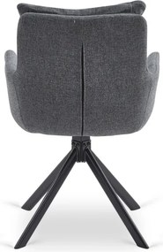 Krzesło Tapicerowane Obrotowe do Salonu PAUL Ciemnoszare Nowoczesne