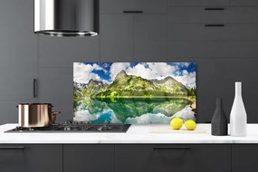 Szkło do Kuchni na Ścianę Odbicie Gór W Jeziorze