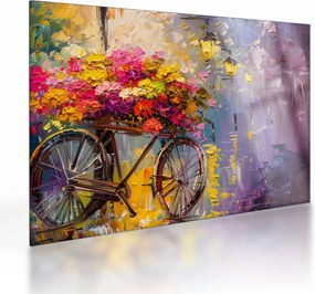Obraz na szkle - Koło z kwiatami (70x50 cm)