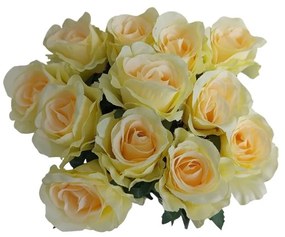 Bukiet róż kremowych z zielonymi brzegami, 12sztuk, wysokość 65 cm