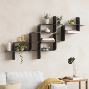 Czarna wielopoziomowa półka z litego drewna kauczukowego 62 cm Montage – Umbra