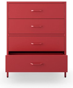 Komoda szafka metalowa czerwona Modern CARLA, 800 x 1015 x 400 mm