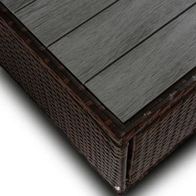 Zestaw Mebli Ogrodowych CALIENTE Modułowy Sofa 2x Fotel Stolik Tarasowy Brązowy/Beżowy Technorattan Nowoczesny