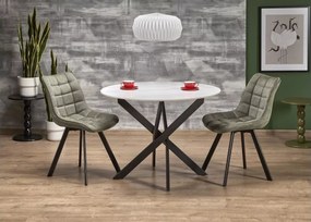 Stół okrągły Stockholm 100 cm loftowy – blat MDF / spiek marmur, metalowe nogi czarne