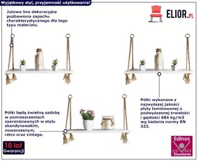 Zestaw trzech białych wiszących półek - Latina 3X
