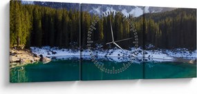 Obraz - Jezioro Karersee (z zegarem) (90x30 cm)