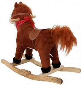 Konik Brązowy Koń na biegunach rży + ruchomy ogon i pysk bujak