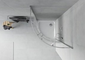 Mexen Rio kabina prysznicowa półokrągła 90 x 90 cm, białe pasy, chrom + brodzik Flat, biały - 863-090-090-01-20-4110