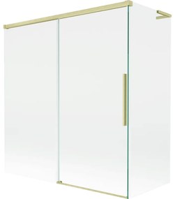 Mexen Rox L parawan nawannowy 2-skrzydłowy rozsuwany 150 + 70 x 150 cm, transparent, złoty szczotkowany - 8C9L-150-070-55-00