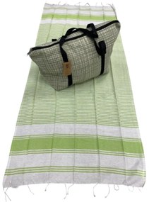 Stylowy komplet torba plażowa + ręcznii HAMAM 75x150 cm, zielony