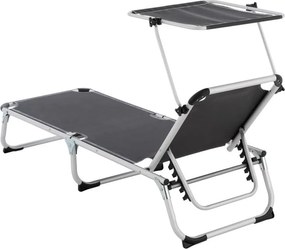 Leżak ogrodowy, składany z daszkem, antracyt 187 cm