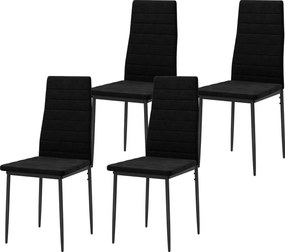 HOMCOM Zestaw 4 krzeseł do jadalni, beznarżnikowy design, tapicerka z tkaniny, metalowe nogi, czarne