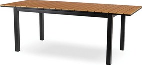 Rozkładany stół ogrodowy, kompozytowy Castello 160-210 cm, blat dąb, podstawa czarna