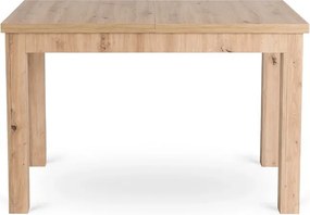 Zestaw Stół Prostokątny Rozkładany SKUBI 120-160 cm Dąb Artisan i 4 Krzesła Tapicerowane RODRI Beżowe