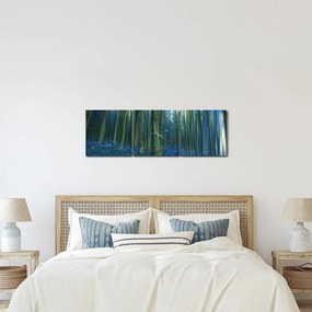 Obraz - Niebieski las (z zegarem) (90x30 cm)