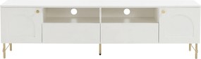 Szafka RTV 2-drzwiowa z 2 szufladami i 2 niszami   - Biało-złota - ALOBARA