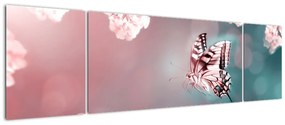 Obraz - Motyl wśród kwiatów (170x50 cm)