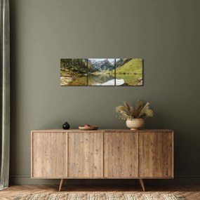 Obraz - Seealpsee, jezioro w Szwajcarii (z zegarem) (90x30 cm)
