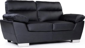 Sofa z odtworzonej skóry i PVC "Dallas" - 169 x 88 x 90 cm - 2-osobowa - Czarny