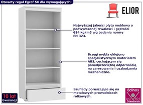 Biały otwarty regał z szufladą Supremi