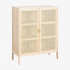 Aparador 80x35 Cm Z Rattanu I Drewna Reyna Naturalna - Sklum