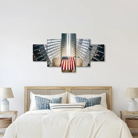 Obraz budynku z flagą USA (125x70 cm)