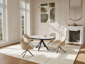 Rozkładany stół jadalniany dla 4-6 osób z ceramiki, MDF i metalu - Efekt białego marmuru i antracytu - ZALYRA