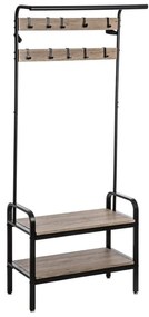 Wieszak do przedpokoju na kurtki + 2 półki na buty, 74x34x170 cm