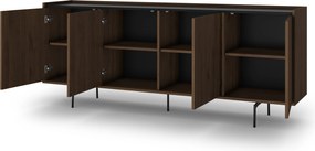 Komoda Zenar 200 cm czterodrzwiowa - orzech elegant / czarny