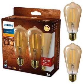 ZESTAW 2x LED Żarówka ściemnialna VINTAGE Philips ST64 E27/4,2W/230V 2200K